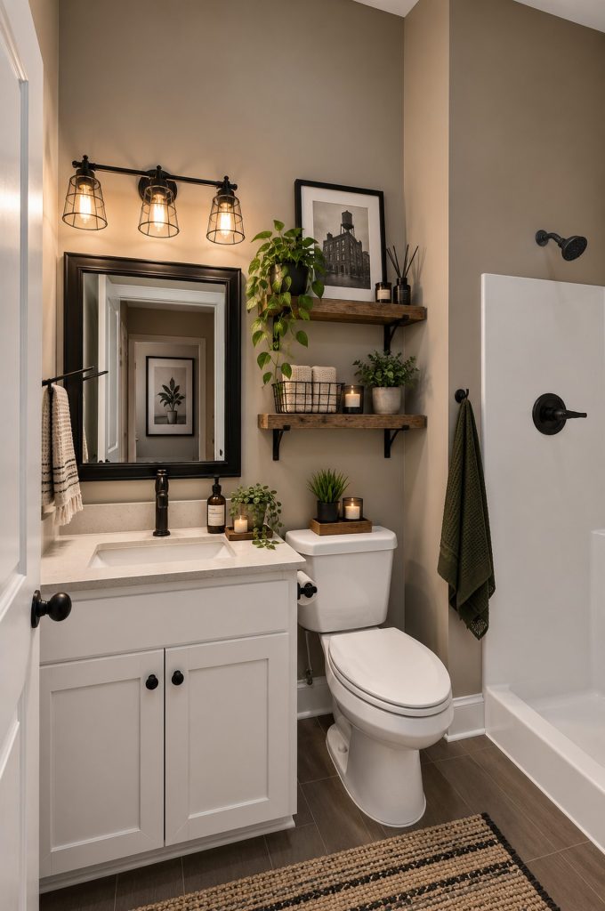 Virtually staged Belk Hudson Lofts bathroom, Moultrie, GA